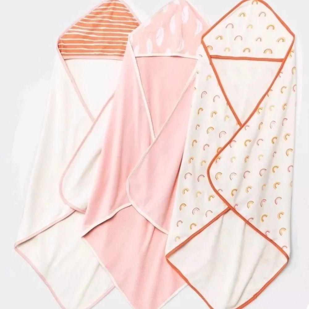 LIMITED OFFER Cloud Island 3 Pack Infant Hooded Towels Girls